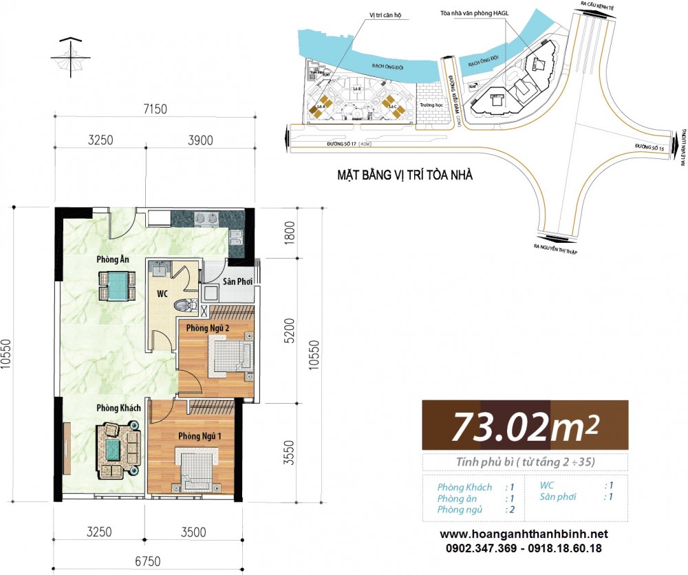 Cho thuê căn hộ cao cấp Hoàng Anh Thanh Bình 73 m2 mới bàn giao nhà giá chỉ 9 triệu 1 tháng