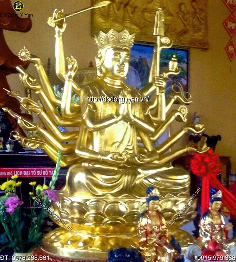 Tượng Phật Chuẩn Đề Thếp Vàng 1m75