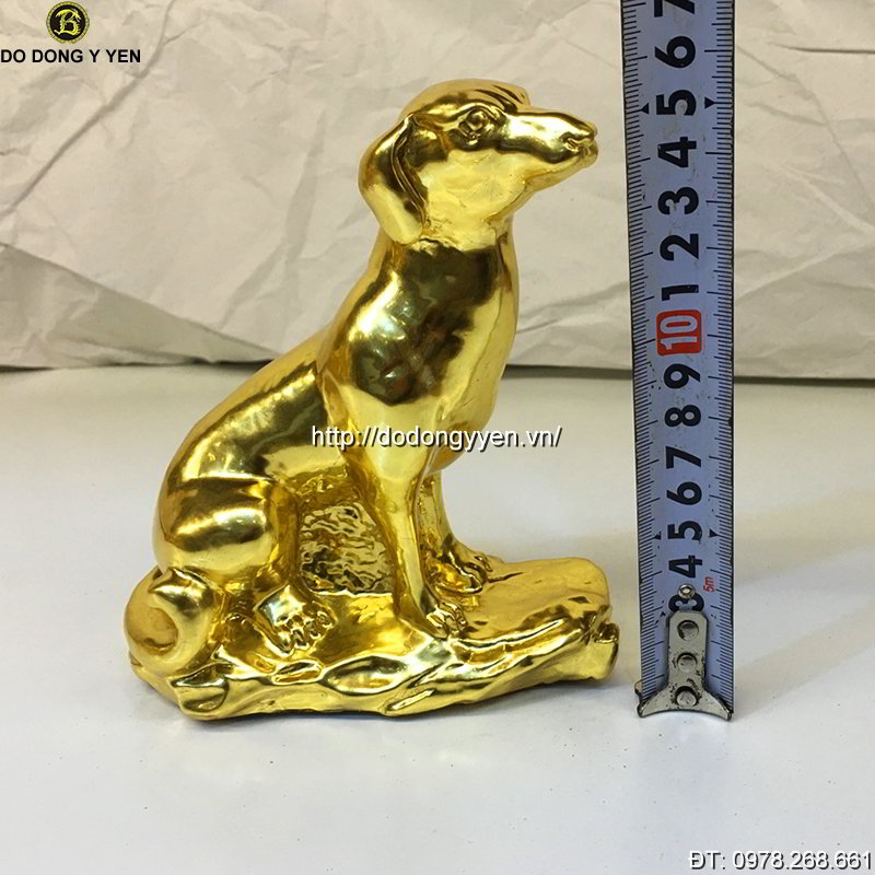 Chó Phong Thủy Bằng Đồng Thếp Vàng