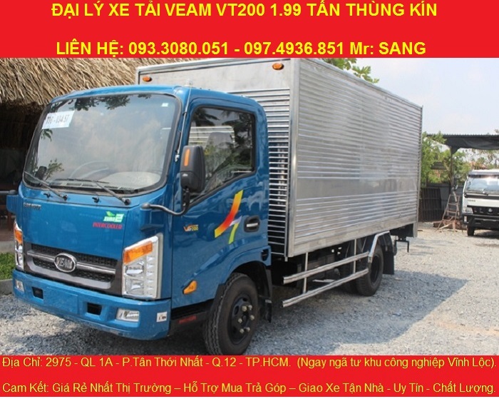 Bán xe tải veam 1.9 tấn động cơ hyundai, xe tải veam 2 tấn, cabin vuông.