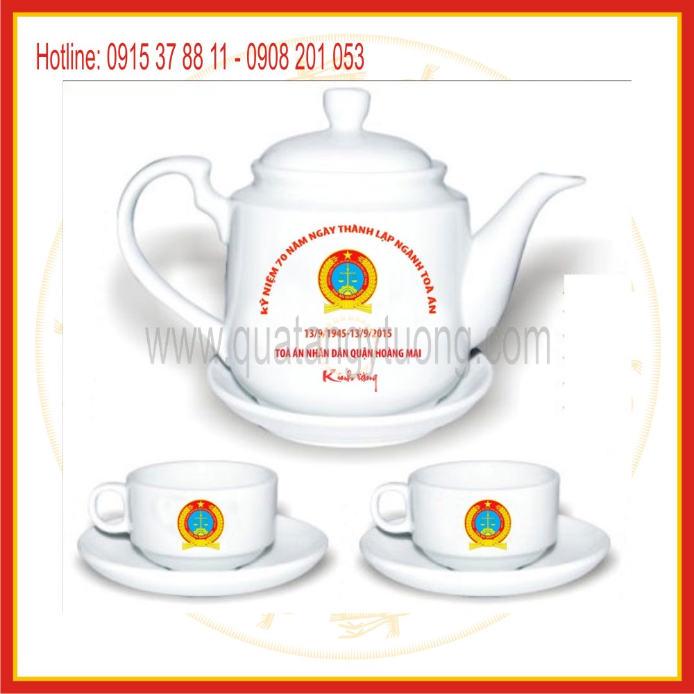 Chuyên sản xuất và cung cấp bộ bình trà, ấm chén in logo quảng cáo theo yêu cầu