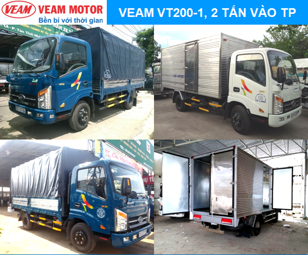 Các dòng xe tải veam vào thành phố veam vt200, veam vt260, veam vt200-1 giá rẻ, trả góp 80%.